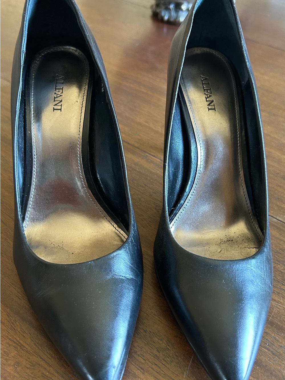 Alfani Black Pointed-Toe Leather Pumps